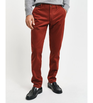 Calas chino de corte justo vermelhas