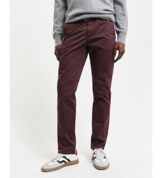 Slim fit chino trousers in burgundy twill