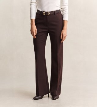 Elegantne hlače Slim Fit, zvonaste, temno rjave barve