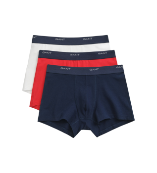 Set di 3 boxer basici nei colori bianco, rosso e blu navy