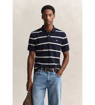 Navy striped polo shirt