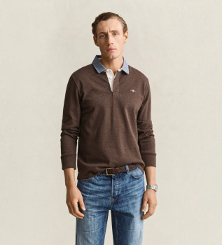 Tung poloshirt i brunt