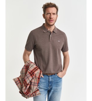 Regular Fit Piqué-Poloshirt Shield braun