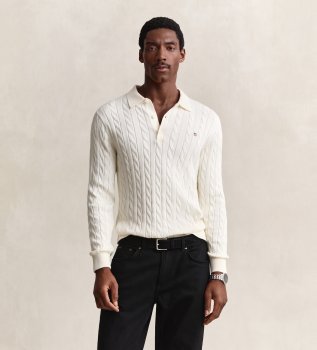 Polo en maille torsadée couleur crème