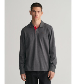 Contrast grey piqu polo shirt