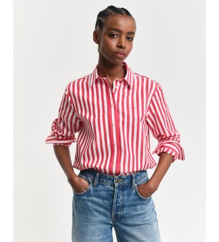 Camisa de popelina a rayas anchas Regular Fit rojo