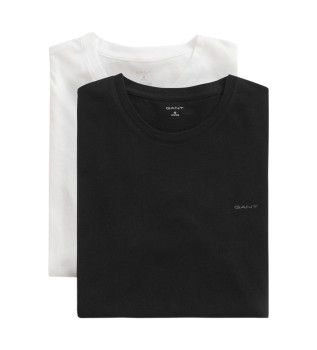 Lot de 2 t-shirts � col rond noir, blanc