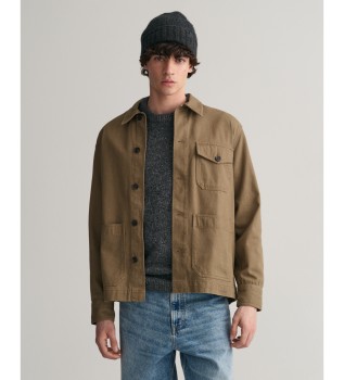 Bruin geborsteld keperstof overhemd