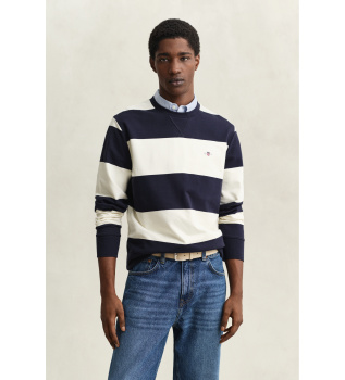 Striped navy crew neck sweatshirt