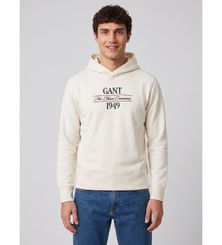 Sudadera Gráfica con Capucha blanco crema