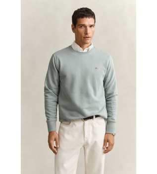 Shield majica z vogalom za posadko sivo-zelena