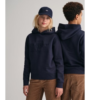 Tonal Shield Teens navy hoodie