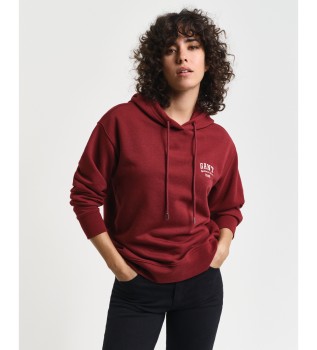 Hooded sweatshirt with small maroon design