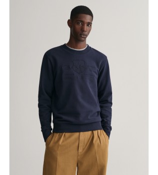 Tonal Shield crew neck navy sweatshirt