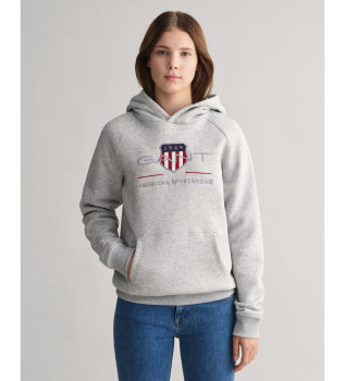 Sweat  capuche avec bouclier gris Archive