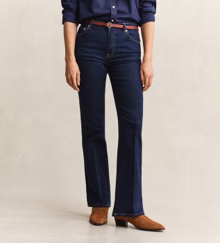 Jeans slim fit flare azul escuro