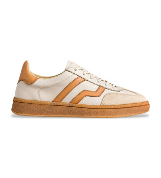 Beige leer en su�de Cuzima sportschoenen