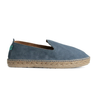 Salines Velour blauw lederen espadrilles