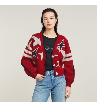 Casaco de malha solto de frias vermelho