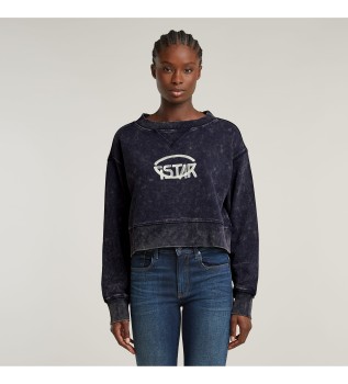 Sweat Overdyed Cropped Logo Loose navy
