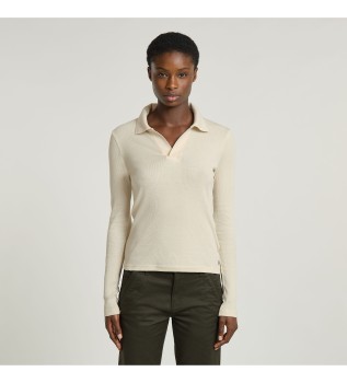 Koszulka polo Ribbed Slim w kolorze beżowym