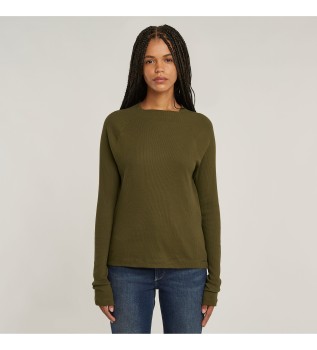 T-shirt Slim Rib Mock zielony