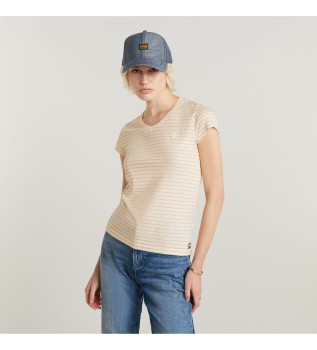 Top Stripe Eyben Slim V-Neck 2.0 beige