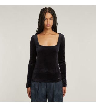 Aansluitende fluwelen top
 zwart