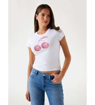 T-shirt com logtipo branco estampado  frente