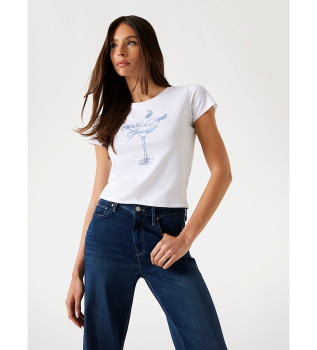 T-shirt com logtipo de strass branco