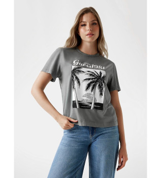 Graues bedrucktes T-shirt