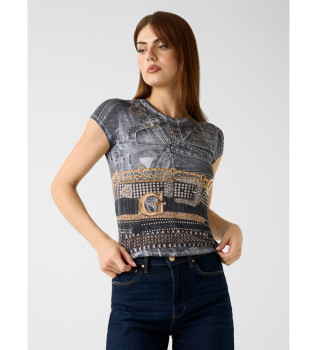 Schwarzes bedrucktes T-shirt