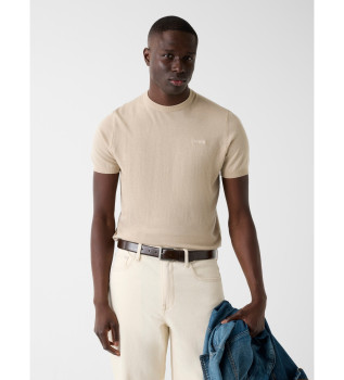 Maglietta con logo beige
