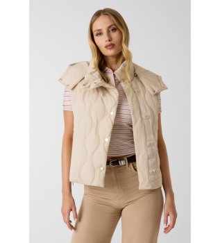 Gilet matelassé à capuche beige