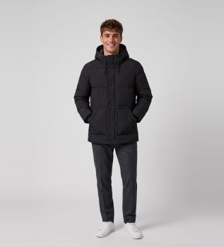 Black mid-length padded jacket