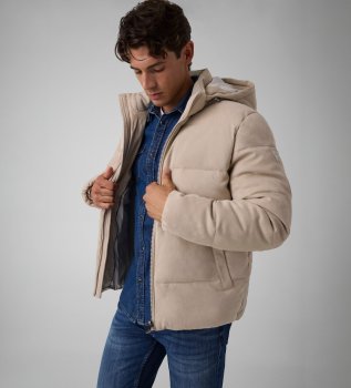 Gesteppte Jacke mit Wildleder-Effekt in Beige