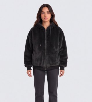 Veste Lucrezia en fourrure synthétique avec logo noir
