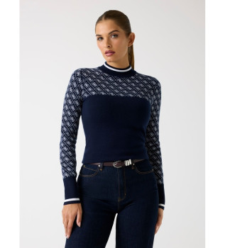 Maglione in misto lana con logo blu