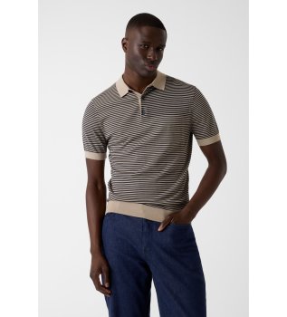 Polo en mélange de laine marron