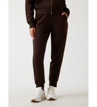 Pantaloni da jogging in neoprene con fascia con logo marrone