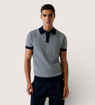 Črtasta pletena polo majica v mornariški barvi