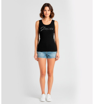 Sleeveless top with embroidered logo black