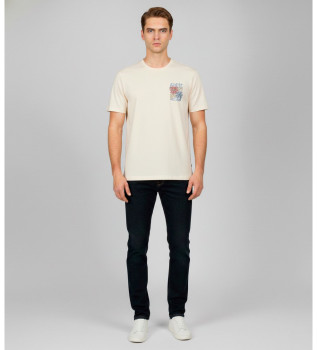 Maglietta a fiori beige