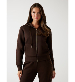 Sweat en noprne avec capuche et fermeture clair
marron