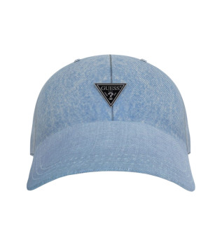 Casquette de baseball en denim avec logo triangulaire bleu