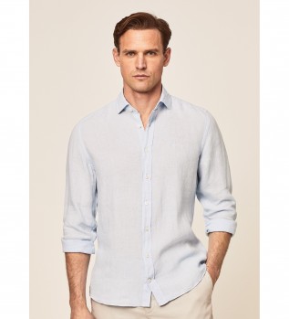 Comprare Hackett London Camicia in lino slim fit blu