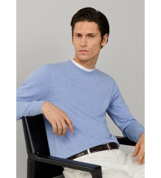 Blauer Leinenpullover