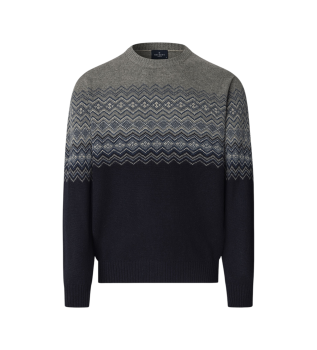 Jersey Fairisle Crew azul, gris