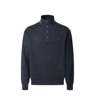 Hbone Trim Hbutton navy jumper