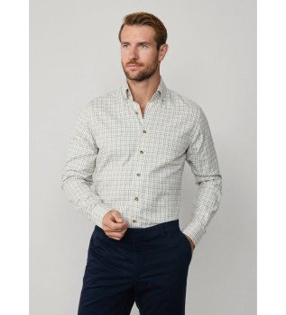 Camisa de franela cuadros tattersall fit clsico blanco